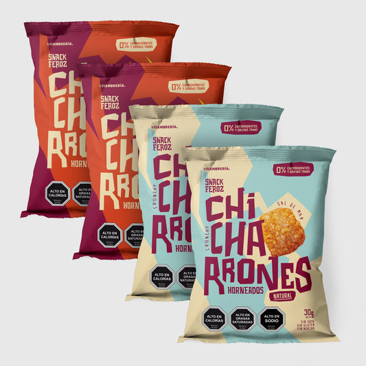 Mix de Chicharrones: 2 Natural & 2 Picante
