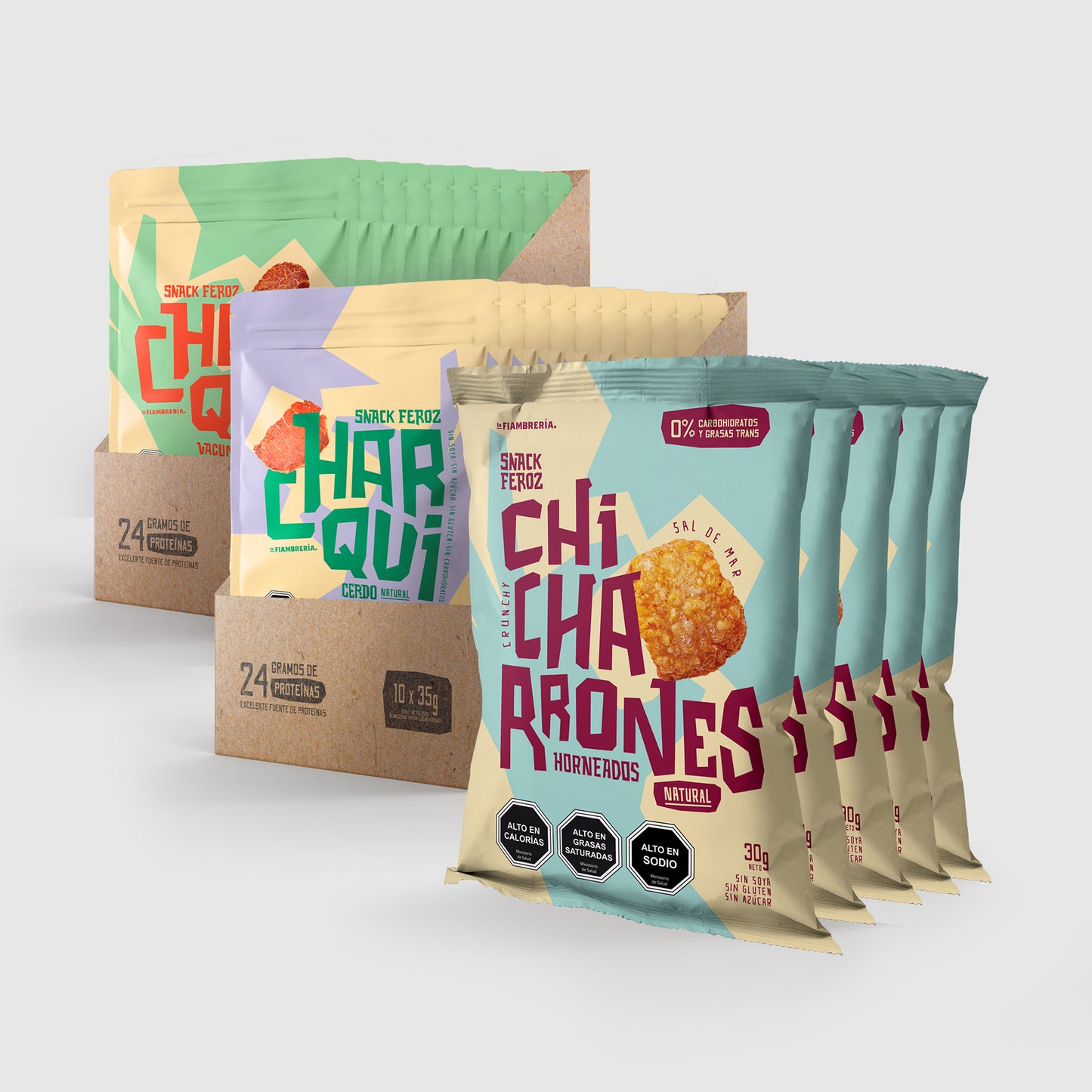 Bundle Feroz: 20 Charquis + 5 Chicharrones