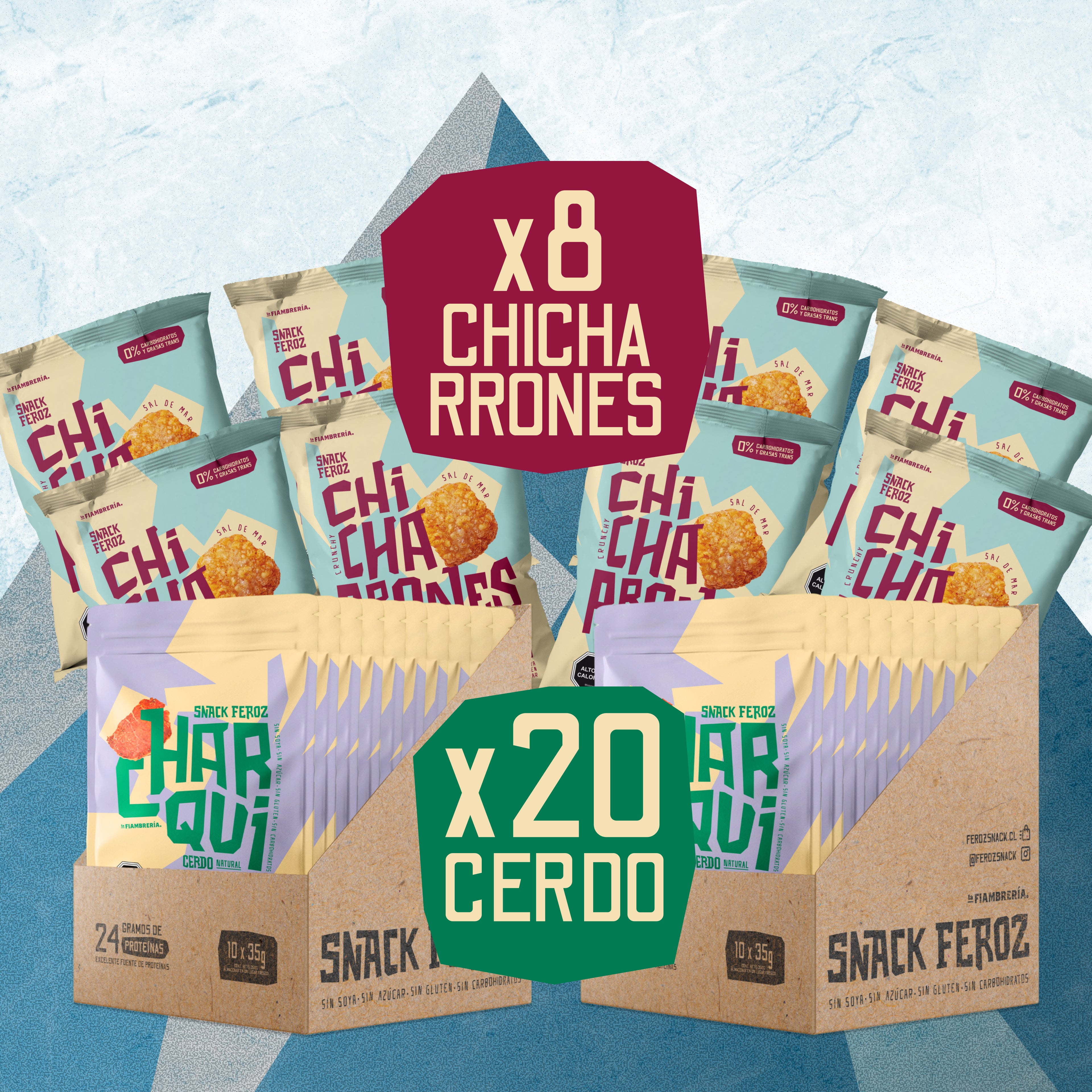 Pack Invierno: 20 Charquis Cerdo + 8 Chicharrones + Envío Gratis