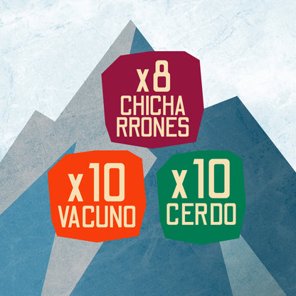 Pack Invierno: 10 Charquis Vacuno + 10 Charquis Cerdo + 8 Chicharrones