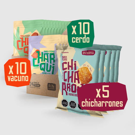 Bundle Feroz: 20 Charquis + 5 Chicharrones + Envio Gratis