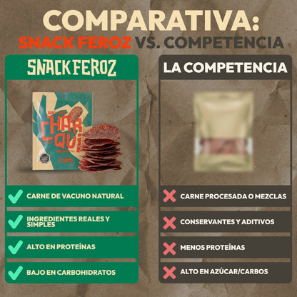 Bolsa de charqui de vacuno Feroz, chips crujientes sin carbohidratos
