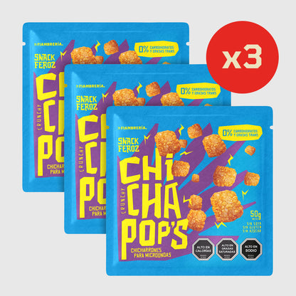 ChichaPop’s para microondas box 3 unidades, chicharrones crujientes sin carbohidratos