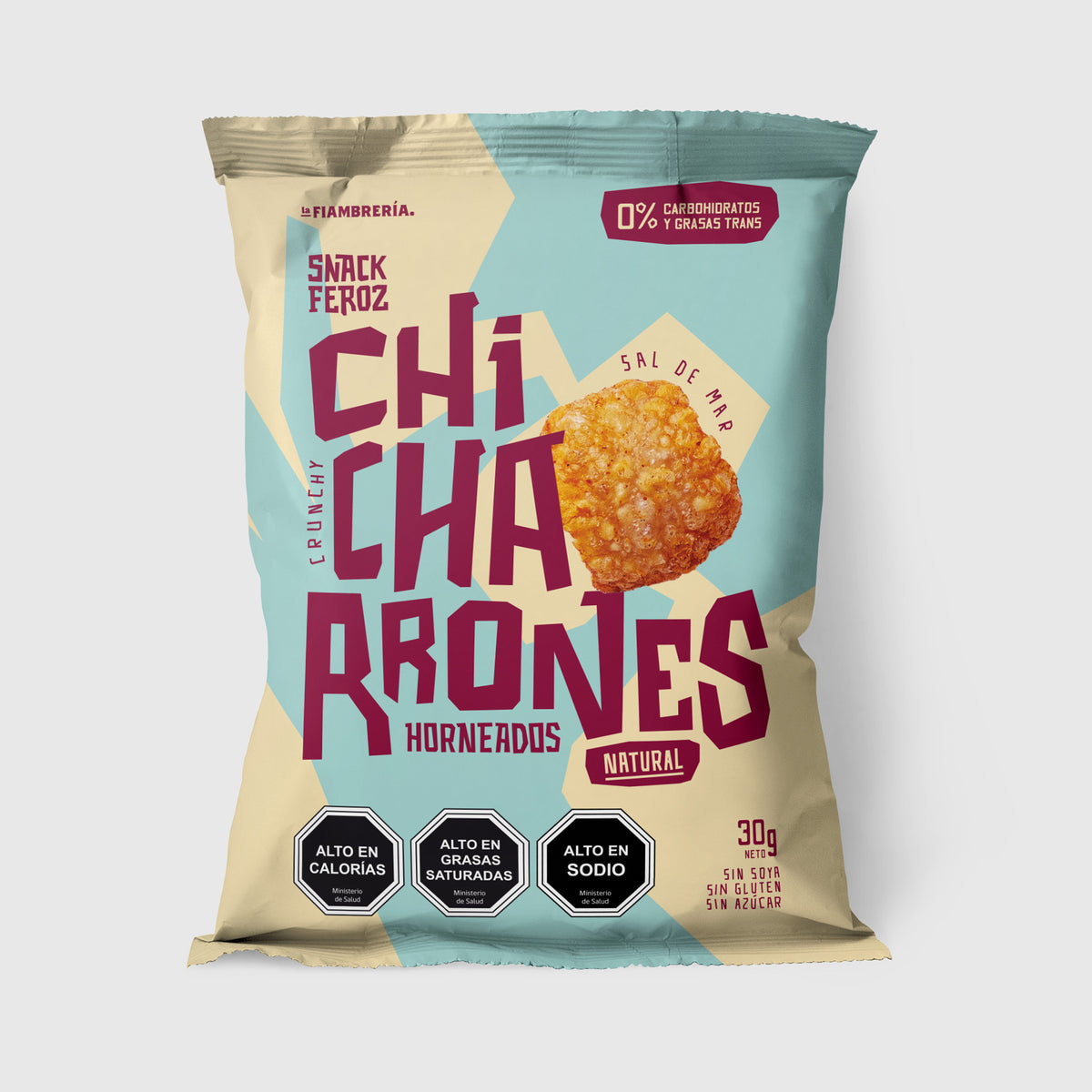 Chicharrón de cerdo horneado artesanal Feroz Snack, snack crujiente sin carbohidratos