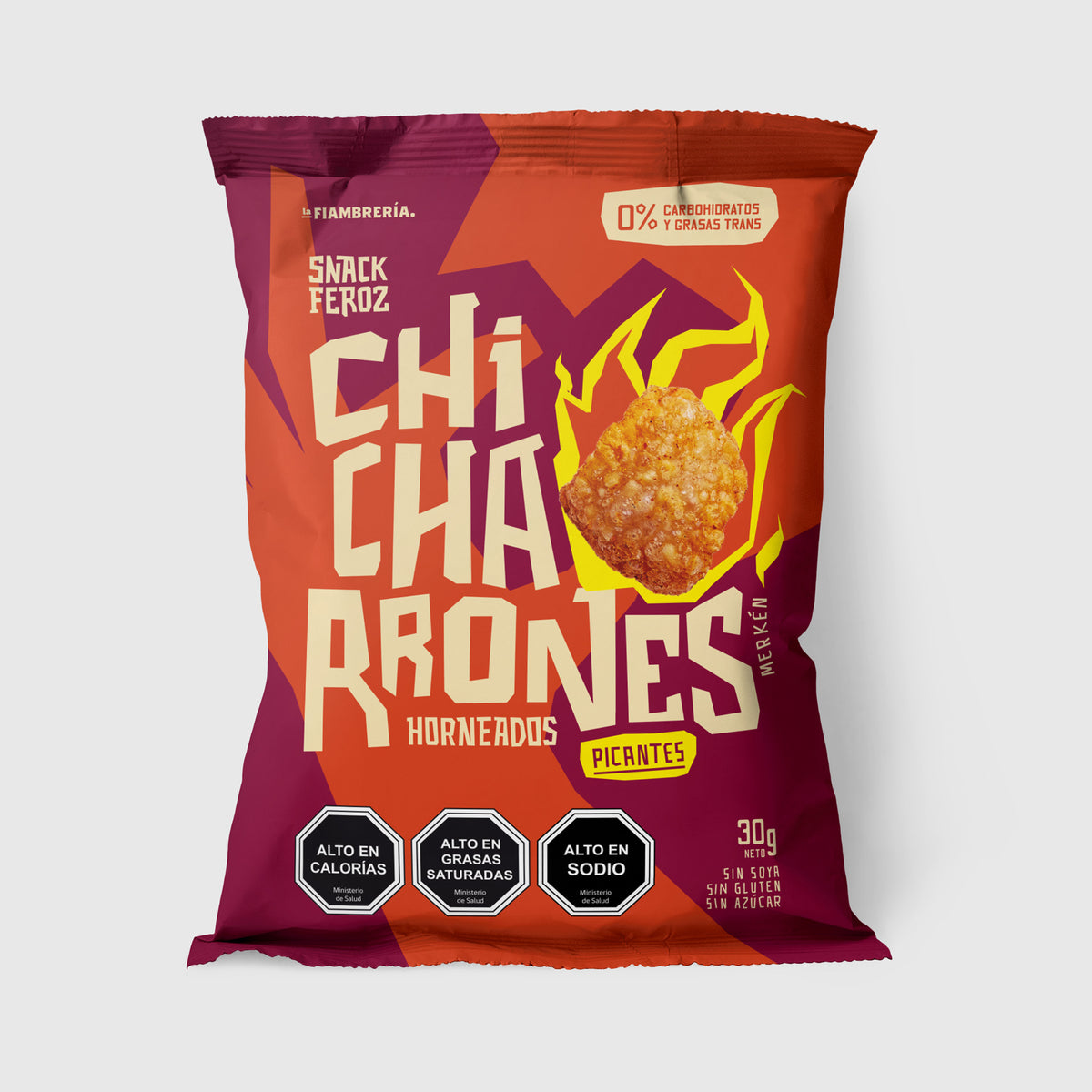 Chicharrones de cerdo picantes hot 30 g crujientes sin carbohidratos