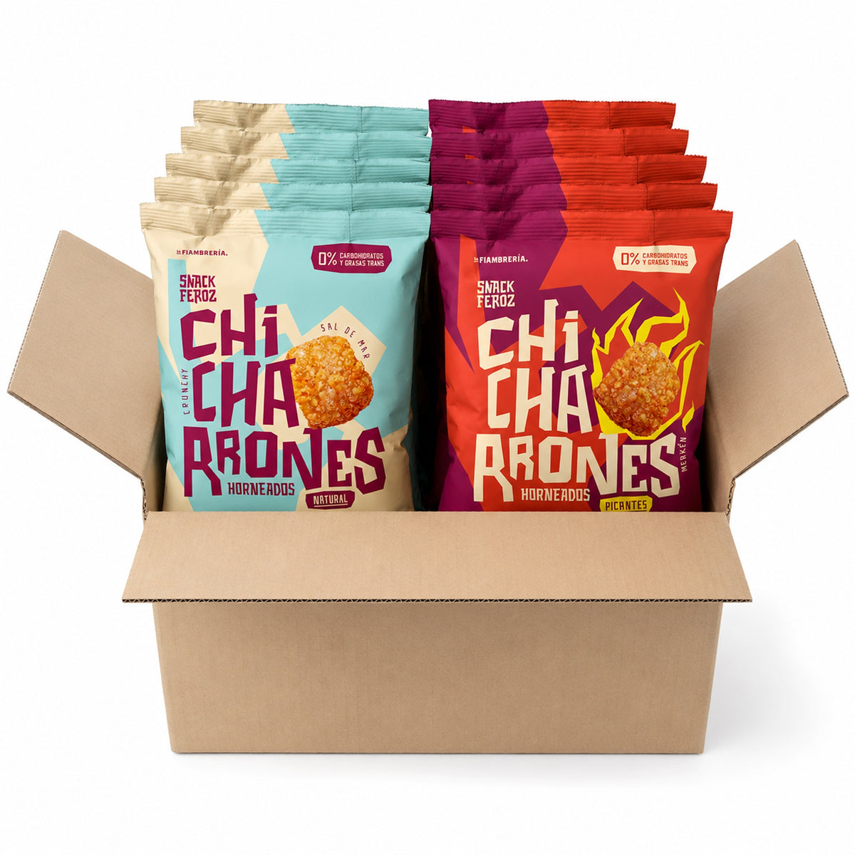 Mixed Box Chicharrones 10 Und - 5 Naturales / 5 Picantes
