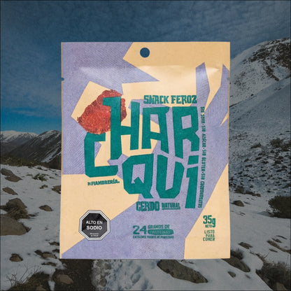 Textura de charqui artesanal deshidratado, snack alto en proteína sin azúcar ni letra chica