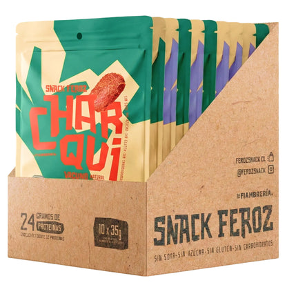 Mix Box de charqui sin azúcar Feroz Snack, 10 unidades: 5 vacuno y 5 cerdo