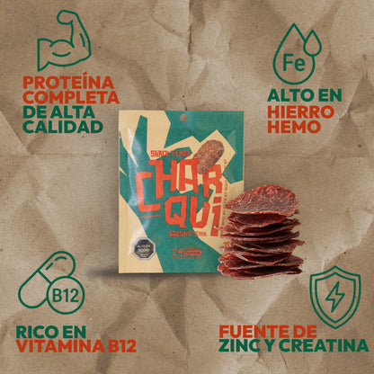 Pack mix charqui vacuno y cerdo sin azúcar, snack alto en proteína hecho en Chile