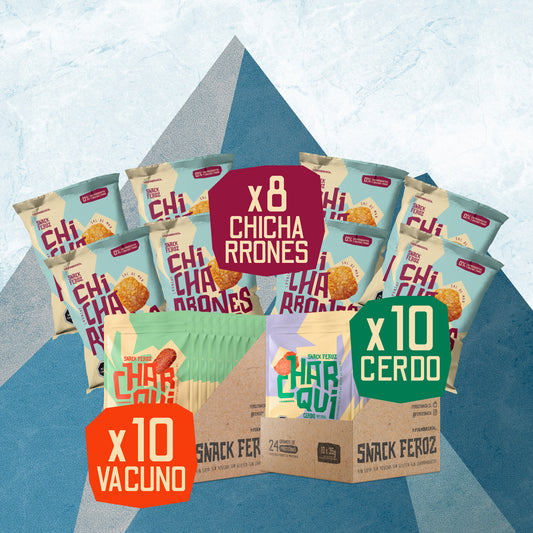 Pack Invierno: 10 Charquis Vacuno + 10 Charquis Cerdo + 8 Chicharrones + Envío Gratis